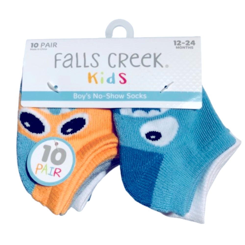 🔥$10🔥NEW FALLS CREEK 10 PAIRS No-Show Socks 12 - 24 months Multicolored Boy’s